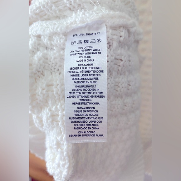 French Connection | White Knit Mozart Popcorn High Neck Sweater | Size L - Picture 10 of 10